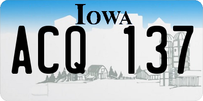 IA license plate ACQ137
