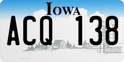 IA license plate ACQ138