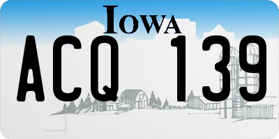 IA license plate ACQ139