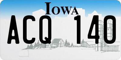 IA license plate ACQ140
