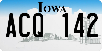 IA license plate ACQ142