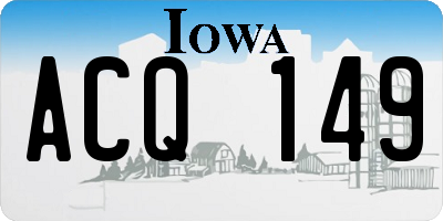IA license plate ACQ149