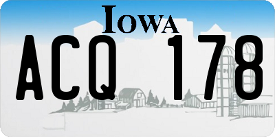 IA license plate ACQ178