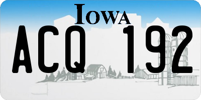 IA license plate ACQ192
