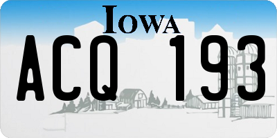 IA license plate ACQ193