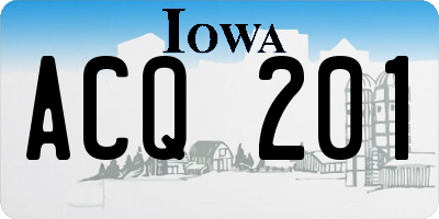 IA license plate ACQ201