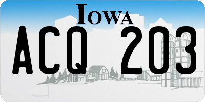 IA license plate ACQ203