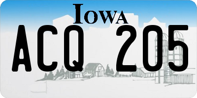 IA license plate ACQ205