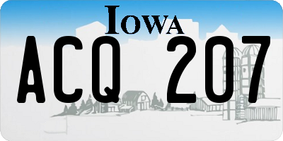 IA license plate ACQ207