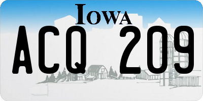 IA license plate ACQ209