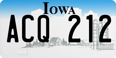 IA license plate ACQ212