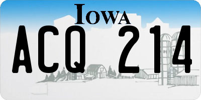 IA license plate ACQ214