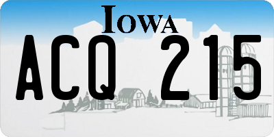 IA license plate ACQ215