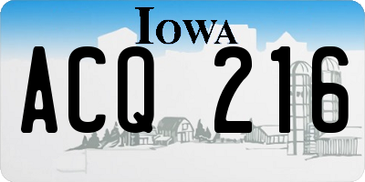 IA license plate ACQ216