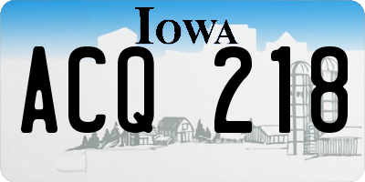 IA license plate ACQ218