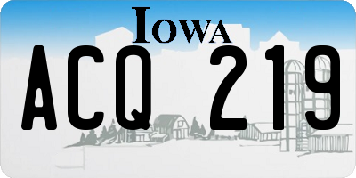 IA license plate ACQ219