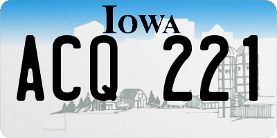 IA license plate ACQ221