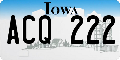 IA license plate ACQ222