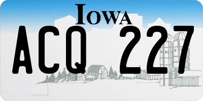 IA license plate ACQ227