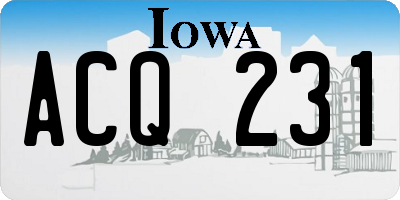 IA license plate ACQ231