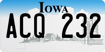 IA license plate ACQ232