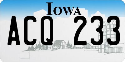 IA license plate ACQ233