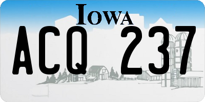 IA license plate ACQ237