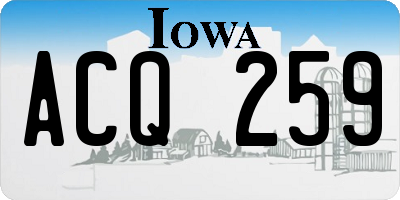 IA license plate ACQ259
