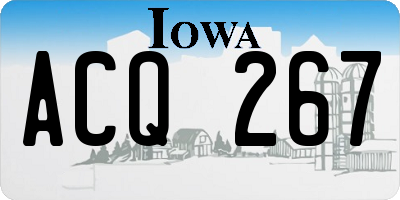 IA license plate ACQ267