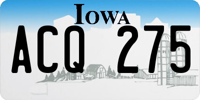 IA license plate ACQ275