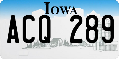 IA license plate ACQ289