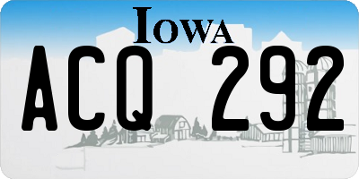 IA license plate ACQ292