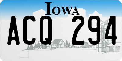 IA license plate ACQ294