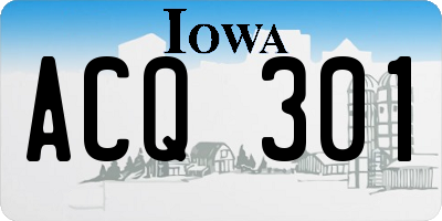 IA license plate ACQ301