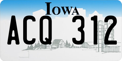 IA license plate ACQ312