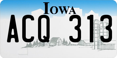 IA license plate ACQ313