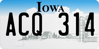 IA license plate ACQ314