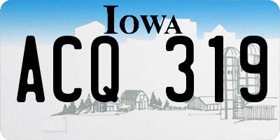 IA license plate ACQ319