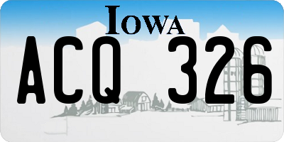 IA license plate ACQ326