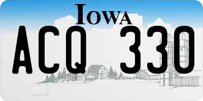 IA license plate ACQ330
