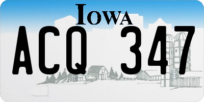 IA license plate ACQ347