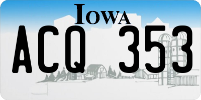 IA license plate ACQ353