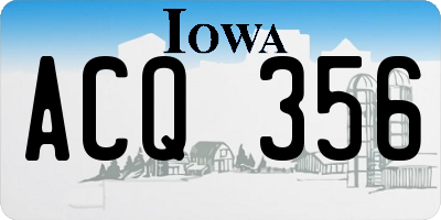 IA license plate ACQ356