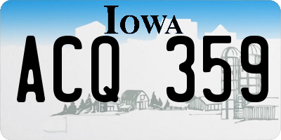 IA license plate ACQ359