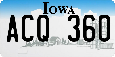 IA license plate ACQ360