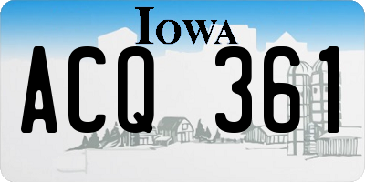 IA license plate ACQ361