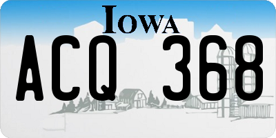 IA license plate ACQ368