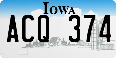 IA license plate ACQ374