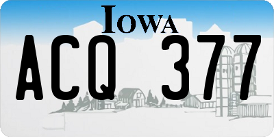 IA license plate ACQ377