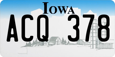 IA license plate ACQ378